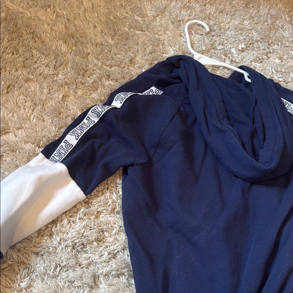 PINK blue zip up sweatshirt - Picture 2 of 3